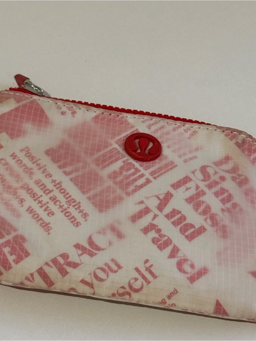 lululemon athletica Red and White Printed Key Pouch
